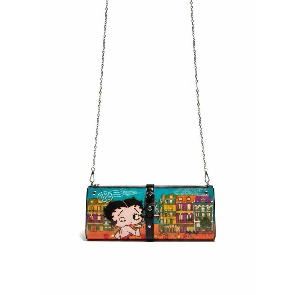 Betty Boop Crossbody Purse Black Hardcase ChainStrap Licensed King Features NWT